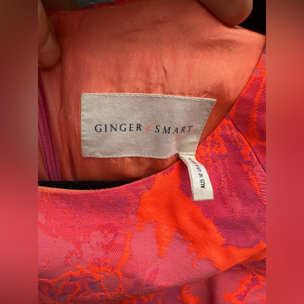 Ginger & Smart Mini Dress Orange & Hot Pink Floral Embroidery Short Sleeve Dress - Picture 5 of 5